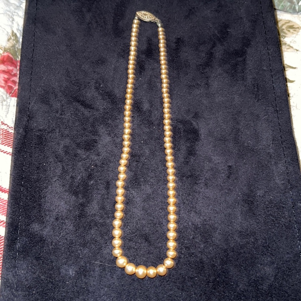 Antique graduated pearl delicate necklace sterling silver clasp 12” Childs